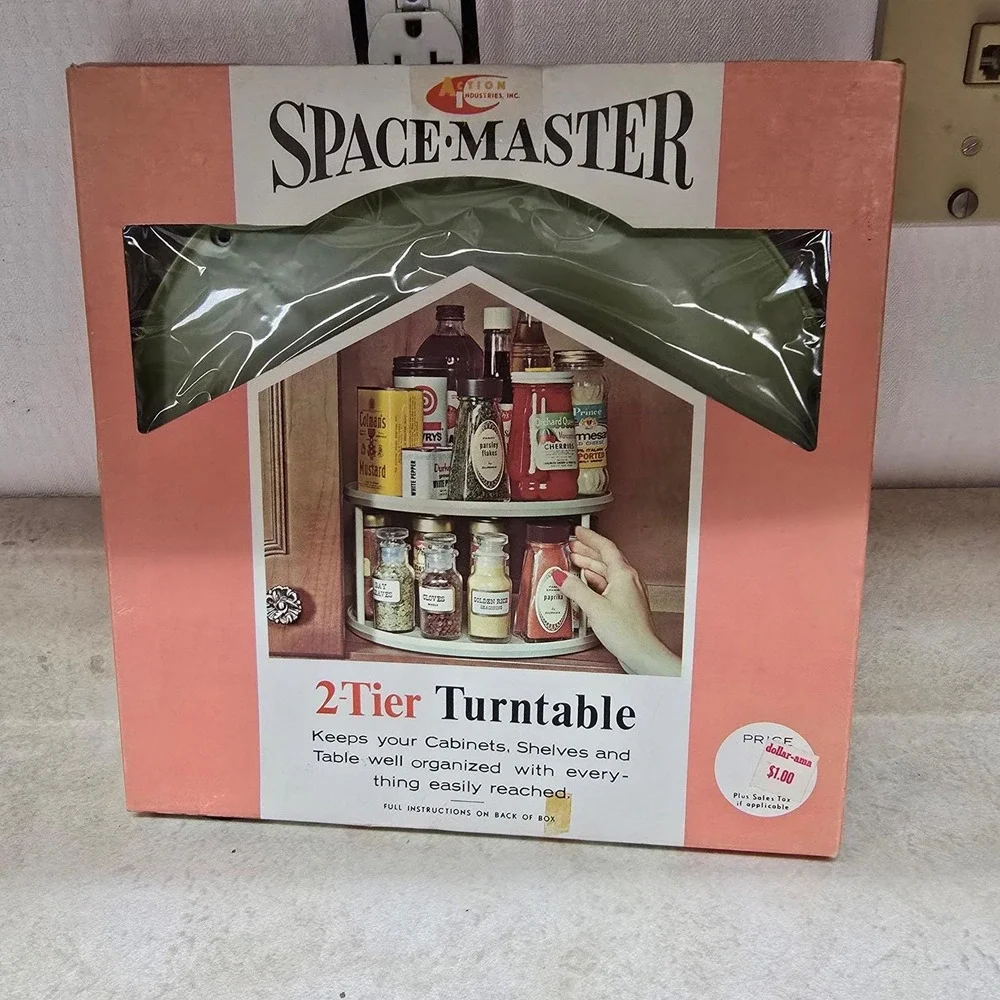 Vintage Space-Master 2-Tier Turntable Avocado Green Action Industries Spice Rack